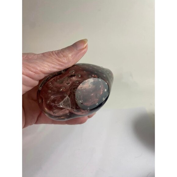 Art Glass Bullicante Bubbles Murano Style Whale Amethyst Purple Paper Weight - Picture 7 of 7